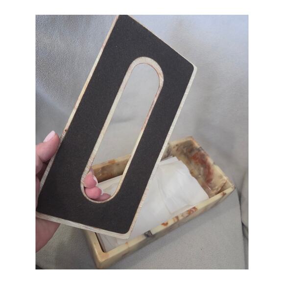 Vtg MCM Ultra Stone Long Tissue Box  Sunlight Industries Faux Marble Acrylic - Picture 5 of 9